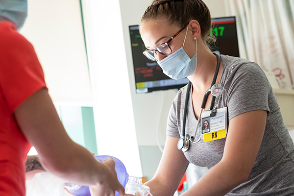 A nurse training in the Patient Safety Training Center