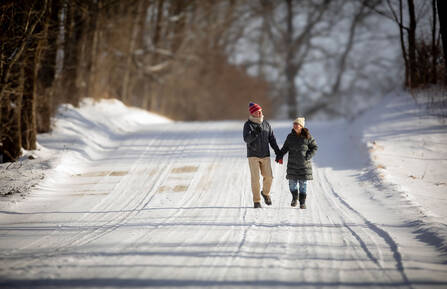 A couple walking in the winter