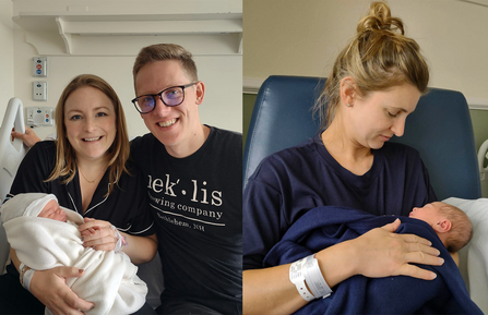 Newborn babies with their parents