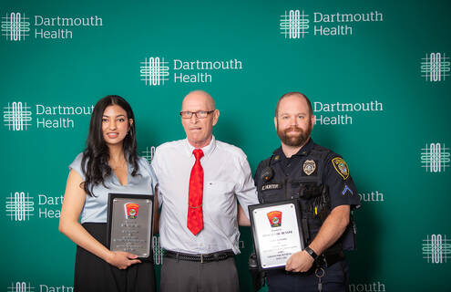 Thara S. Ali, MD, Terry Dion, and Lebanon Police Officer Eric Hunter