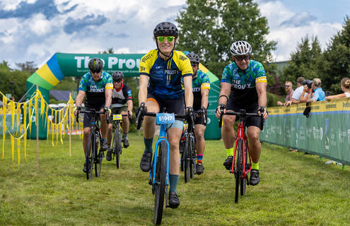 Mountain bike participants take off at the 2024 Prouty.