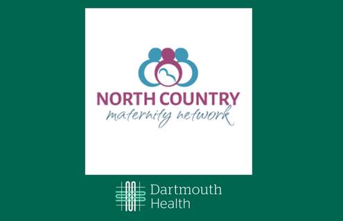 North Country Maternity Network on green background with Dartmouth Health logo below it