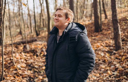 man walking outdoors