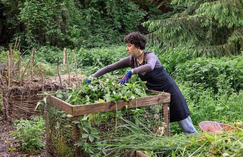 Woman working in garden