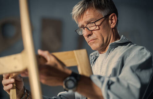 man working with his hands