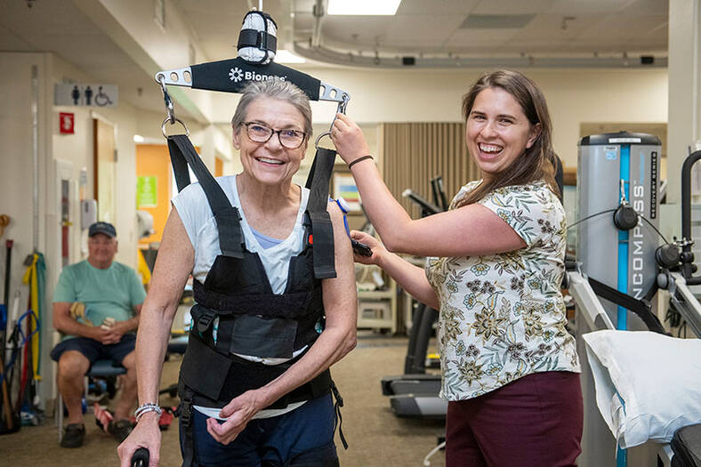 Patient and provider at the Rehabilitation Center at Mt. Ascutney Hospital